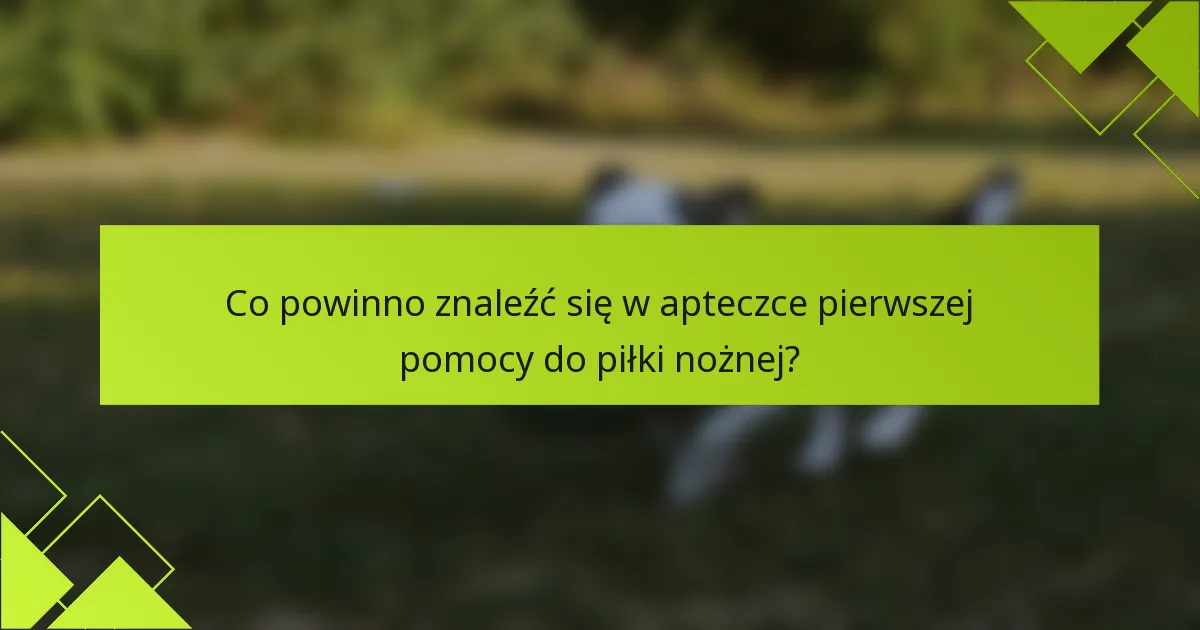 Co powinno znaleźć się w apteczce pierwszej pomocy do piłki nożnej?