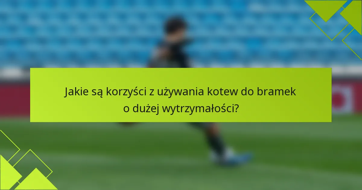 Jakie są korzyści z używania kotew do bramek o dużej wytrzymałości?